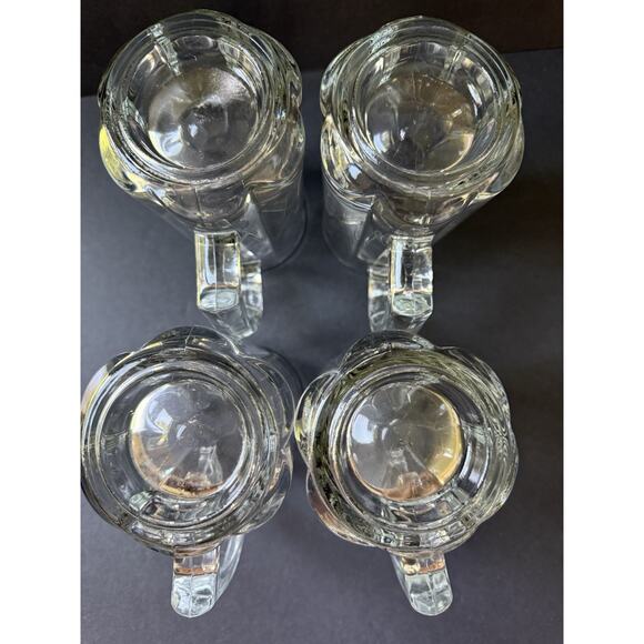 Libbey 5011 Clear 15 OZ Glass Tankard Handled Mug Set (4) Thumb Rest Vintage - Picture 8 of 9